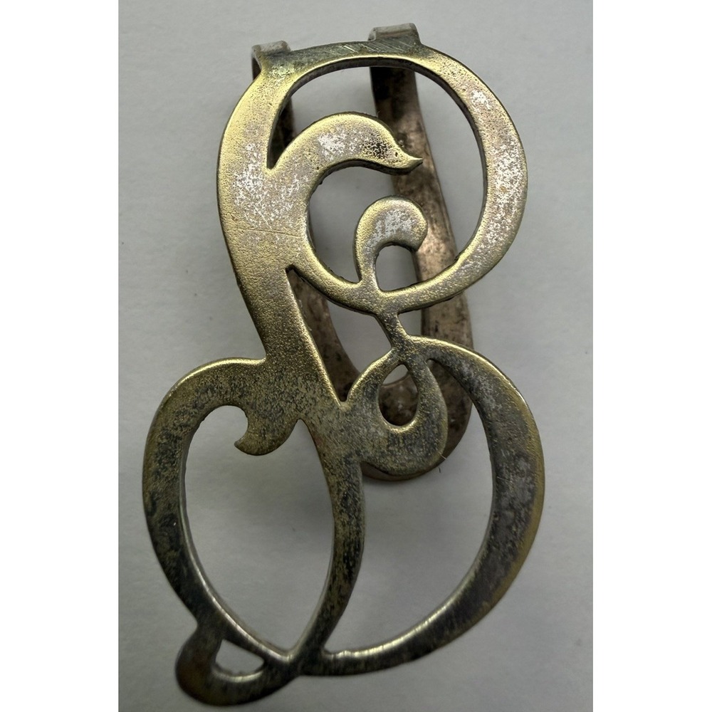 Antique Art Deco Sterling Silver Apollo Money Cash Clip  S G Initial